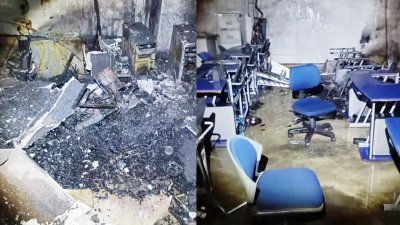 亚娄大学预科班学院一间电脑室火灾，其中90%面积被烧毁。