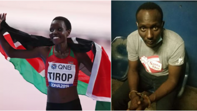 肯亚女子长跑选手蒂洛普（左）遇刺身亡，被列为疑犯的丈夫已遭到警方逮捕。（图取自路透社/肯亚刑事调查局）