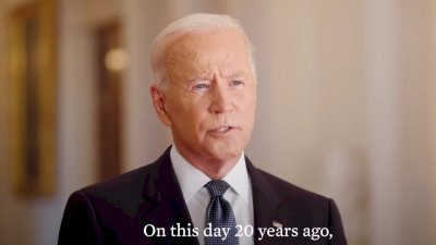 美国总统拜登周五在911恐袭20周年前夕发布一段影片，呼吁美国人展现团结，表示这是“我们最大的力量”。（图截自白宫面子书影片）
