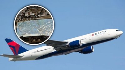 达美航空一架载有198名乘客的飞机，在高空遭遇驾驶舱挡风玻璃破裂的意外情况，所幸机组人员应对迅速，最终有惊无险。小图：机上的其中一名乘客柯克诺尔顿拍下了挡风玻璃的照片。