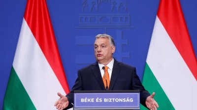 匈牙利总理欧尔班在他领导的右翼政党青年民主党赢得国会选举后，周三于布达佩斯首次举行新闻发布会。（图取自路透社）