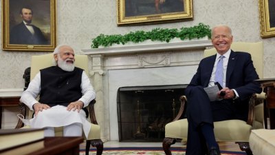 美国总统拜登去年9月24日，在白宫椭圆形办公室会晤印度总理莫迪。（图取自路透社档案照）