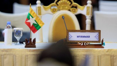 由于缅甸一直未实质落实共识，东盟只允许缅甸派一名非政治代表出席第55届东盟外长会议，缅军方选择缺席会议。（图取自路透社）