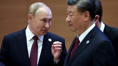 图为俄国总统普京与中国国家主席于9月的上合会谈。（俄罗斯卫星社/路透社档案照）