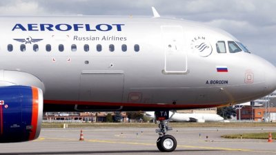 欧洲多国宣布禁止俄罗斯航班飞越领空，图为俄罗斯国航Aeroflot客机。（图取自路透社）