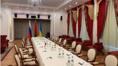 白罗斯外交部公开会谈场地。（图取自Telegram）