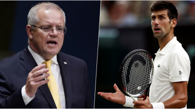 尽管佐科维奇（右）恐面临3年无法踏入澳洲的窘境，但澳洲总理莫里森表示，该国为佐科维奇明年参加澳洲网球公开赛敞开大门。（图取自路透社）