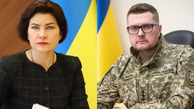 乌克兰总检察长韦内迪克托娃（左）及国家安全局局长巴卡诺夫在周日，被总统泽连斯基解除职务。（图取自维基百科）