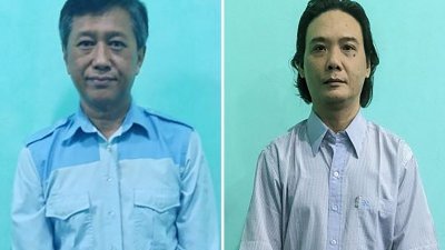 觉敏友（左）和漂泽亚多对死刑判决的上诉遭到驳回，将被处决。（图取自缅甸军事情报组/路透社）