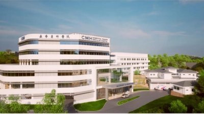 森华专科医院将展开扩建计划鸟瞰图，兴建工程将分3阶段进行，料可在5年内竣工。