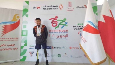 李克在巴林举办的“2021年亚洲青年残疾人运动会”夺得金、银铜3面奖牌。