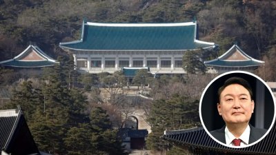 韩国候任总统尹锡悦（小图）将在5月就职，但他就任后不会在青瓦台办公。（图取自路透社）