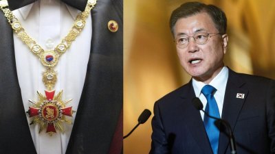 即将卸任的韩国总统文在寅将被授予韩国的最高勋章“无穷花大勋章”（小图）。（图取自路透社档案照、网络）