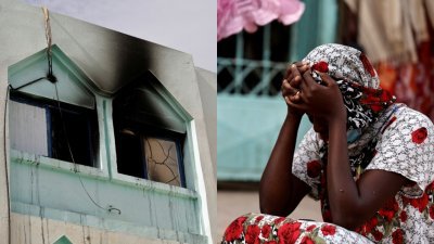 塞内加尔一间医院的妇产科部门周二发生大火，11名初生婴儿死亡，只有3个获救。许多遇难者家属接到噩耗后，纷纷抱头蹲坐在医院外痛哭。（图取自路透社）