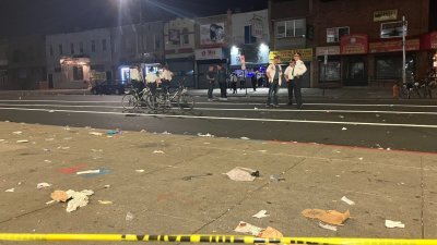 美国宾州最大城费城周六晚间发生枪击案，事发地点在肯辛顿区一家酒吧外。（图：推特@HughesCBS3）