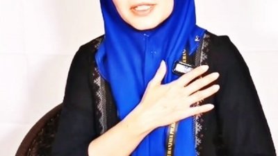 扎希达在面子书发布视频，向选民介绍自己是巫统巴东勿刹国席候选人。