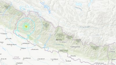 尼泊尔周三凌晨发生强烈地震。（美国地质勘探局网站截图）