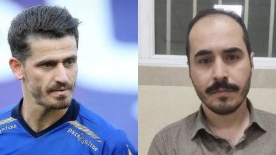因支持反政府抗议活动而被捕的伊朗前国际足球员加富里（左）和记者罗纳吉，据报已保释出狱。（图取自网络）