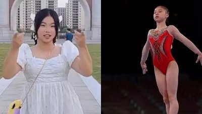 年满18岁的前中国体操女将管晨辰，因夺金后身形走样，遭到中国网民谩骂攻击。 (图取自微博)