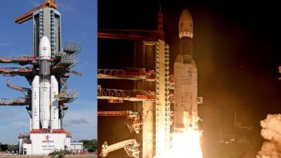 印度太空研究组织（ISRO）上周日使用LVM3型火箭，成功将36颗商业宽频通讯卫星送上近地轨道。（图取自推特@ISRO）