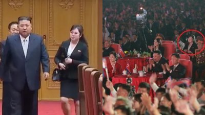 在朝鲜官媒报导的新闻画面或发布的照片中，最高领导人金正恩身边屡现一神秘女子，有时在金正恩身边，有时在远处，但从未提及她的身份。（图取自DPRK、朝中社）