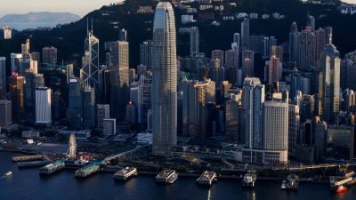 金融机构林立的香港中环。（路透社档案照）