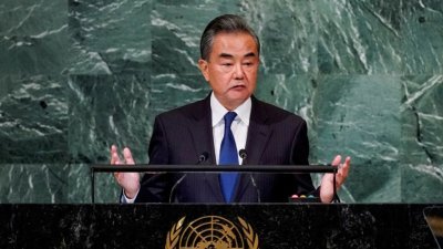 中国国务委员兼外长王毅在联合国大会发言，强调要坚决打击台独分裂活动。（图取自路透社）