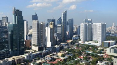 菲律宾马尼拉大都会马卡蒂市商业区。（图取自法新社）