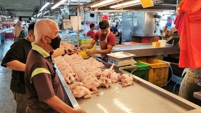 新山班兰批发市场的肉鸡批发档口并未出现大量排队抢购肉鸡的人潮，惟肉鸡还是在供应商送来半小时内几乎是售罄。