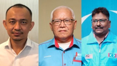 马智礼（左起）当选新邦令金区部主席、凯鲁丁当选峇株巴辖区部主席，而哥巴拉克里斯南则当选古来区部主席。