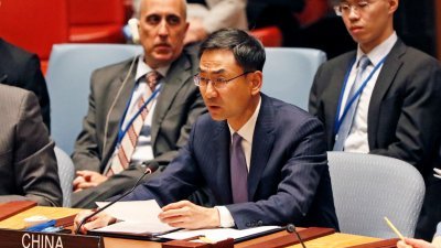 中国常驻联合国副代表耿爽当地时间周一，在纽约联合国总部出席安理会武器装备出口问题公开辩论会并发言。（图取自中新社）