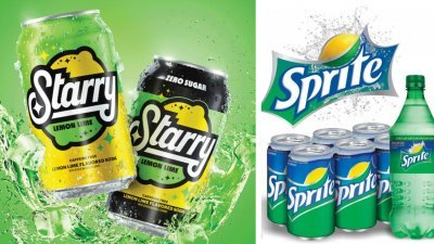 百事日前推出新柠檬汽水“Starry”，使用黄绿黑3种鲜明亮眼的色调，希望瓜分雪碧10%客群及扩大自家市占率。（图取自网络）