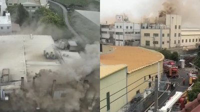 联华食品公司彰化厂今晨发生大火，现场浓烟弥漫，令人怵目心惊。（图取自网络）