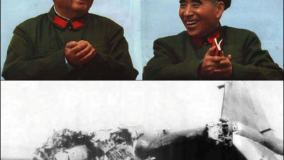 曾是中国共产党第2号人物的林彪（上图右），也是毛泽东的“亲密战友”，但随后又遭到毛泽东猜忌。1971年9月13日，林彪坐上飞机逃离中国，途中坠机于蒙古，而他的坠机原因至今仍引起猜测和议论。（图取自网络）