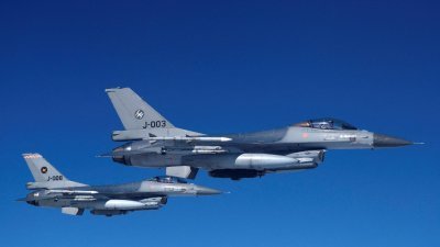 荷兰空军F-16战机示意图。（路透社档案照）