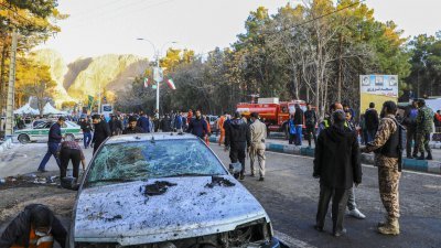 伊朗东南部克尔曼市连环爆炸案，恐怖组织“伊斯兰国”宣称是他们发动袭击。（图取自法新社）
