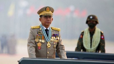 图为缅甸军政府最高领导人敏昂莱。（路透社档案照）