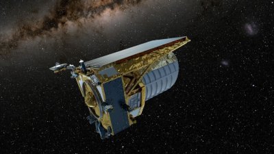 欧洲“欧几里得”天文望远镜于美东时间周六升空，展开首次任务，旨在解开宇宙最大的两个谜团：暗能量和暗物质。（图取自欧洲太空总署/路透社）