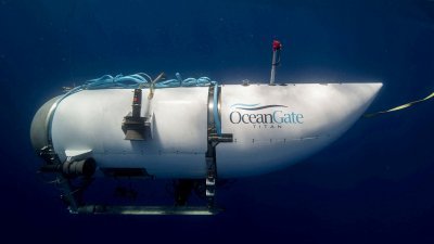 深海潜水器“泰坦”号（图）所属公司“海洋之门探险”周四宣布，暂停所有探勘和商业活动。（图取自海洋之门探险/路透社）