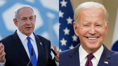 以色列总理内塔尼亚胡（左）和美国总统拜登。（路透社档案照）
