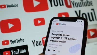 全球最大的影片搜寻和分享平台YouTube，当地时间周五更新政策，将停止删除虚假指控2020年美国总统大选存在欺诈行为的视频，为因应当今形势的变化。（图取自法新社）