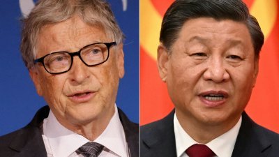 微软公司联合创办人比尔盖茨（左）近日访问北京，周五与中国国家主席会面。（图取自法新社）