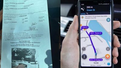 一名网民在面子书贴文分享，因为人生地不熟，刚刚抵达槟城，就打开waze查看地图，结果立刻被警察开罚单。