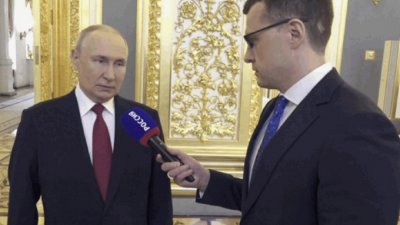 俄罗斯国营电视频道在周日，也就是瓦格纳叛变平息后，播出总统普京的专访（图取自网络）
