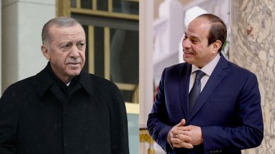 土耳其总统埃尔多安（左）预计将在5月14日总统大选在内的“土耳其几场选举”之后与埃及总统塞西会晤。（图取自路透社、法新社）