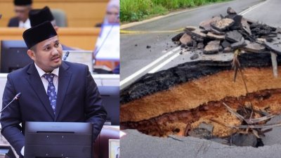 莫哈末法兹里（左）表示，柔州损坏的道路预计需要7个月的时间进行修复。