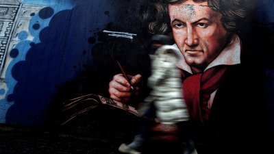 德国波恩一条隧道中的贝多芬肖像壁画。（路透社档案照）