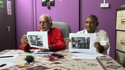 阿都拉曼（左起）和该会财政波拉遮召开记者会，促请政府设法保障商用物业购买者。