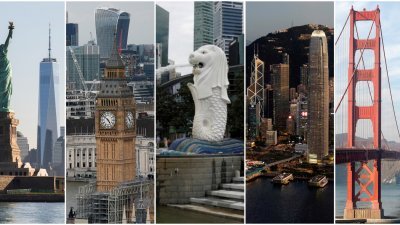 根据最新全球金融中心指数排名，纽约、伦敦、新加坡、香港和三藩市仍位列前5名。（图取自路透社）
