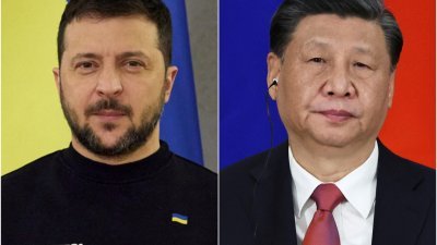 乌克兰总统泽连斯基（左）告诉美联社，他已向中国国家主席习近平发出访问邀请。（图取自路透社）